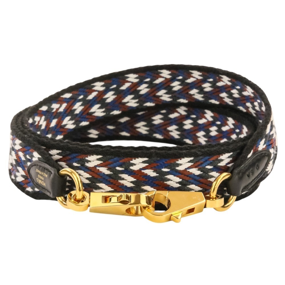 HERMES Bandoulière Shoulder Strap Sangle Zigzag Swift Toile Cotton Black Women's